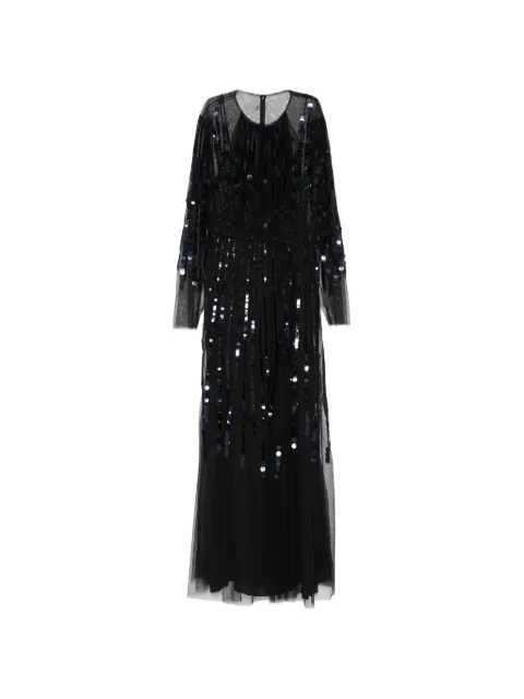 Alberta Ferretti スパンコールトリム チュール マキシドレス