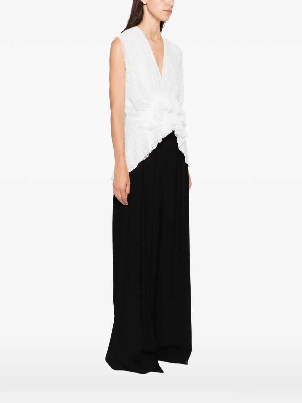 Alberta Ferretti ruffled-hem top Wit