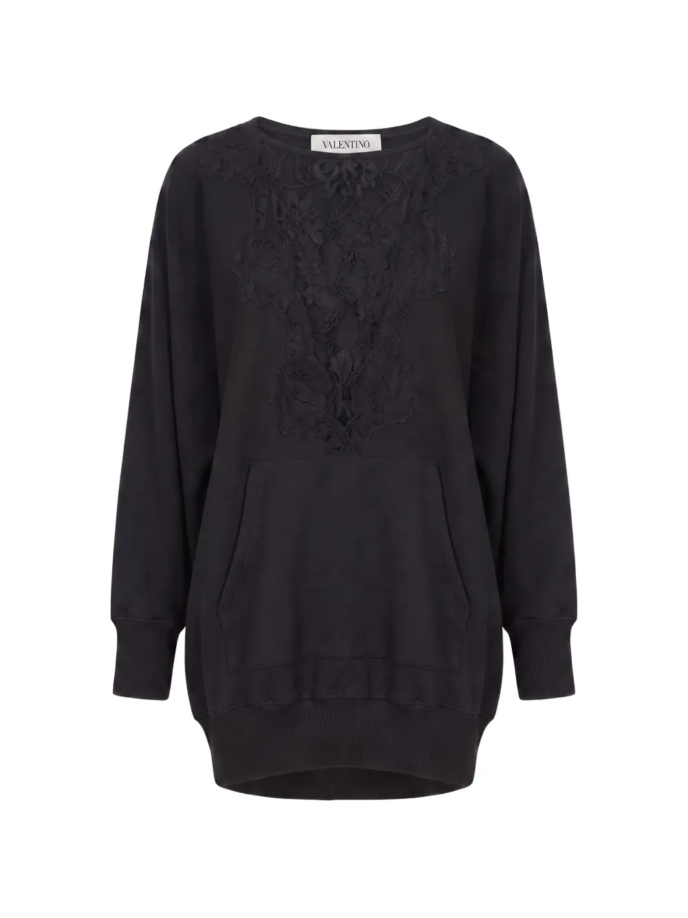 Valentino Garavani lace-panelled drop-shoulder sweatshirt