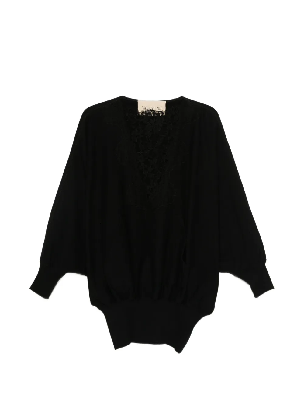 Valentino Garavani lace-panelled drop-shoulder sweatshirt - Nero