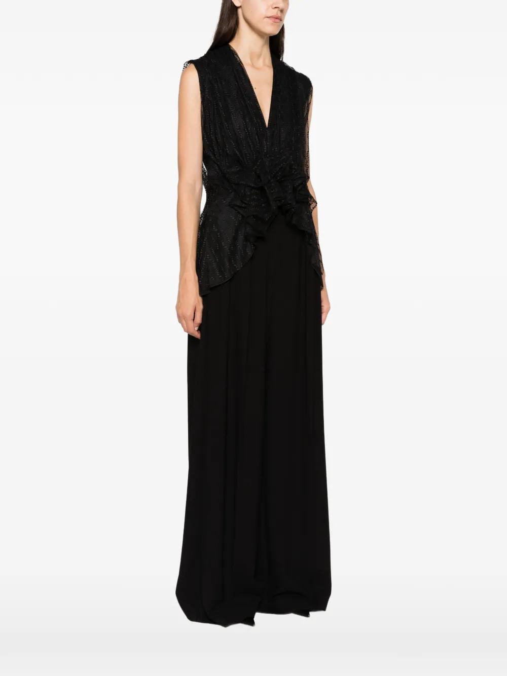 Alberta Ferretti ruffled-hem top Zwart