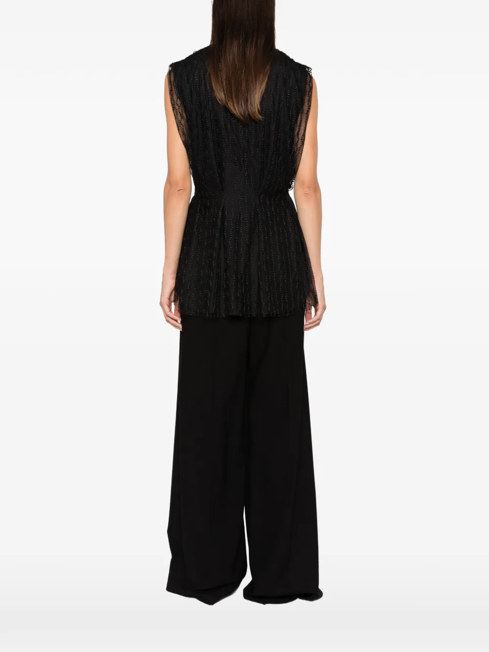Alberta Ferretti ruffled-hem top Zwart