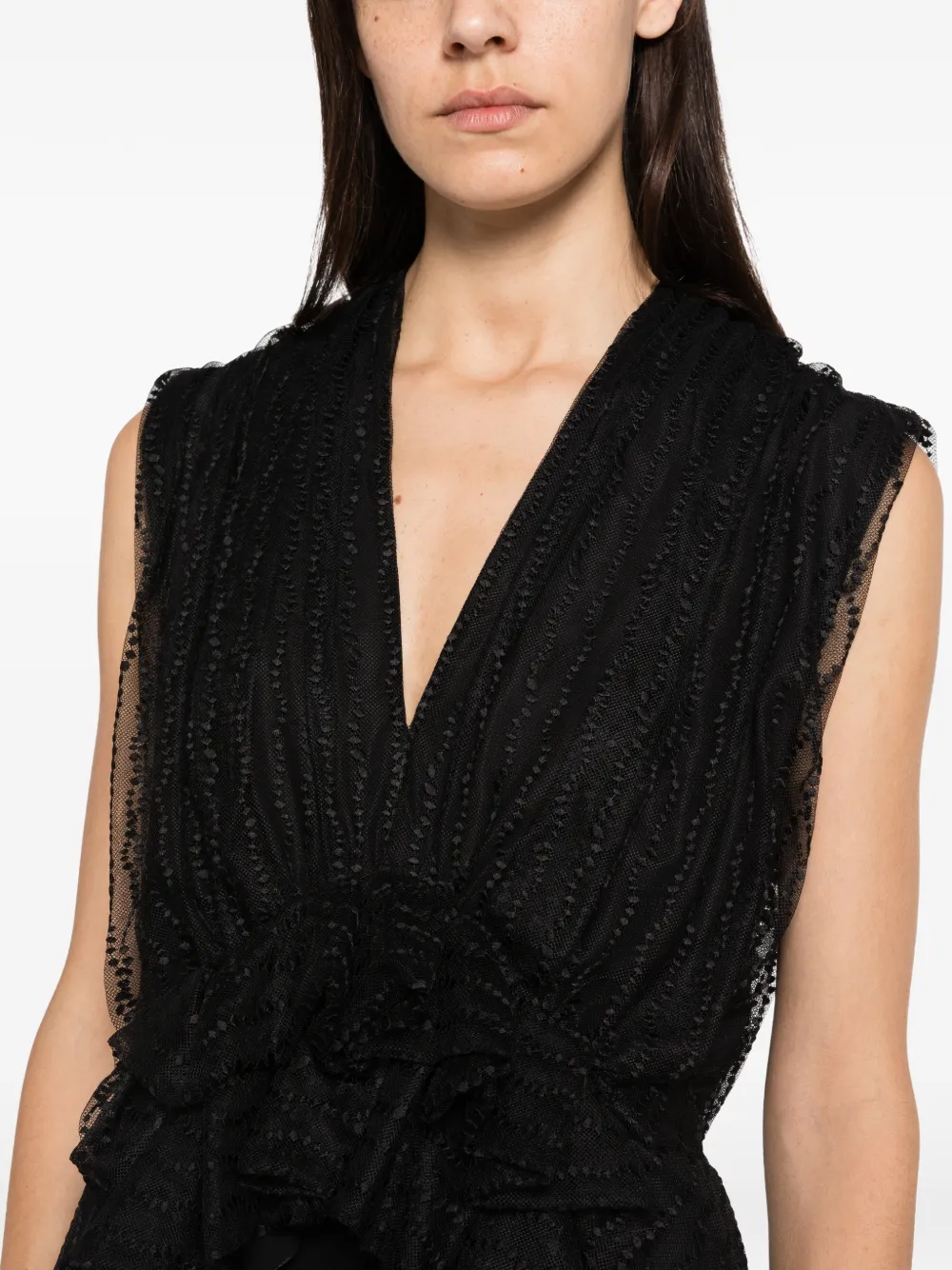 Alberta Ferretti ruffled-hem top Zwart
