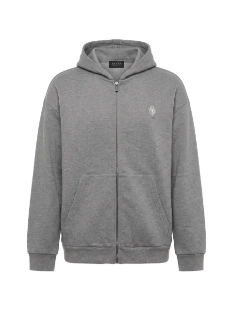 Gucci hættetrøje med broderet logo og lynlås