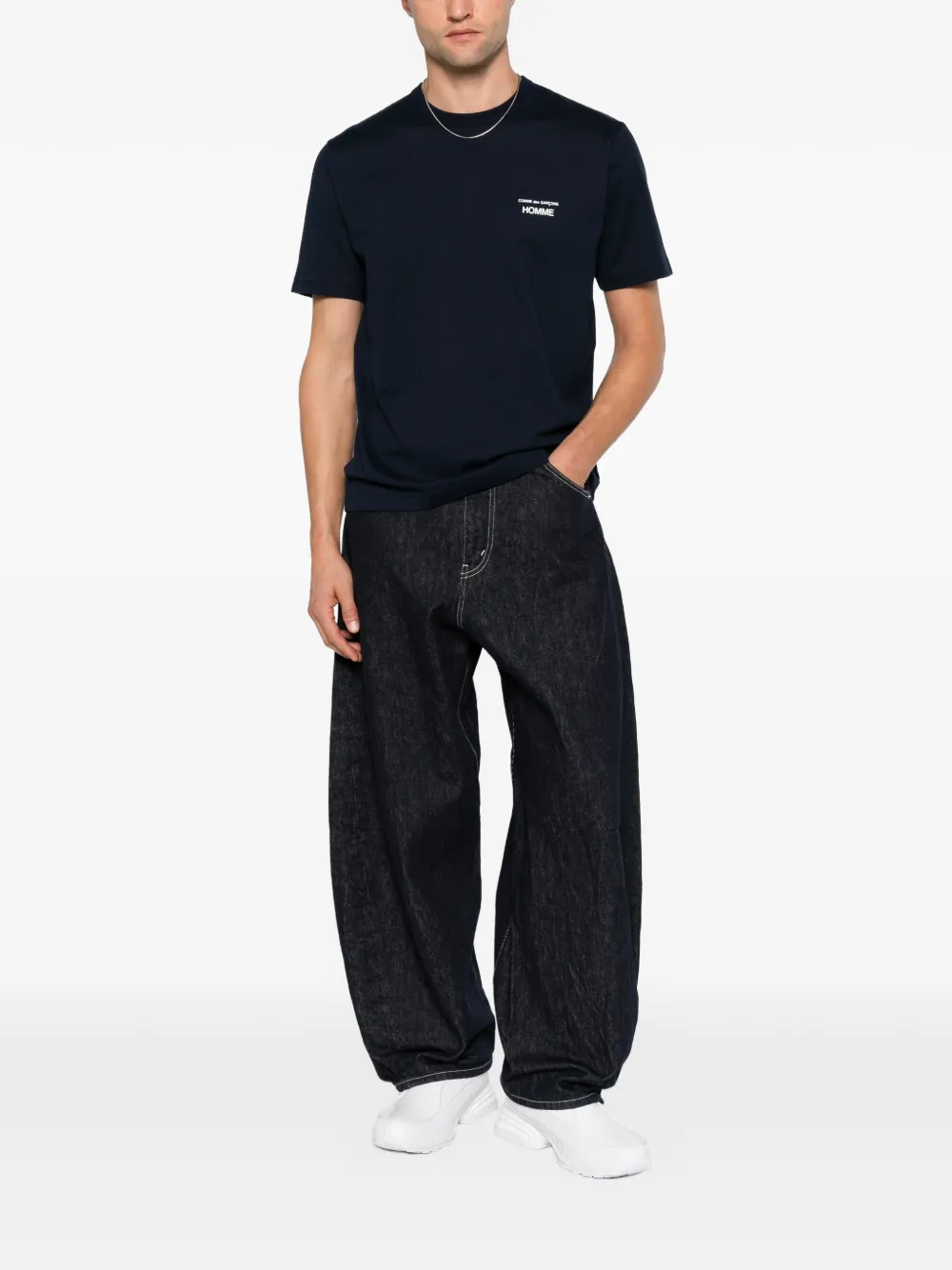 Comme des Garçons Homme T-shirt met logoprint Blauw