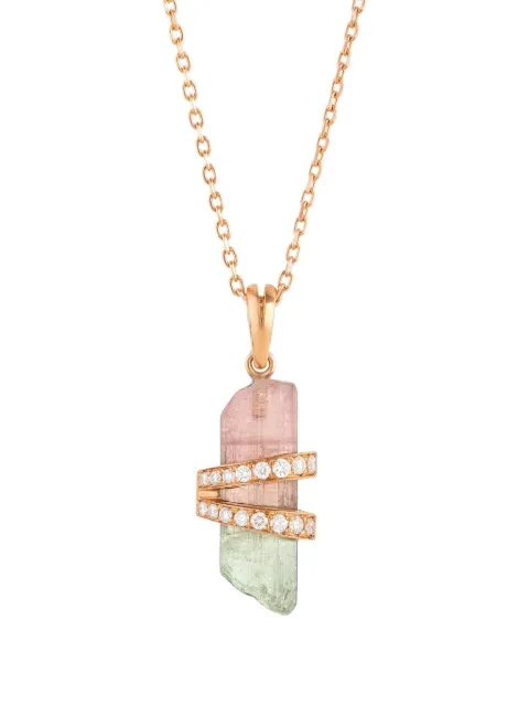 CLARA CHEHAB medium Elemental diamond and watermelon tourmaline pendant necklace