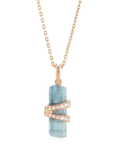 CLARA CHEHAB medium Elemental aquamarine and diamond pendant necklace