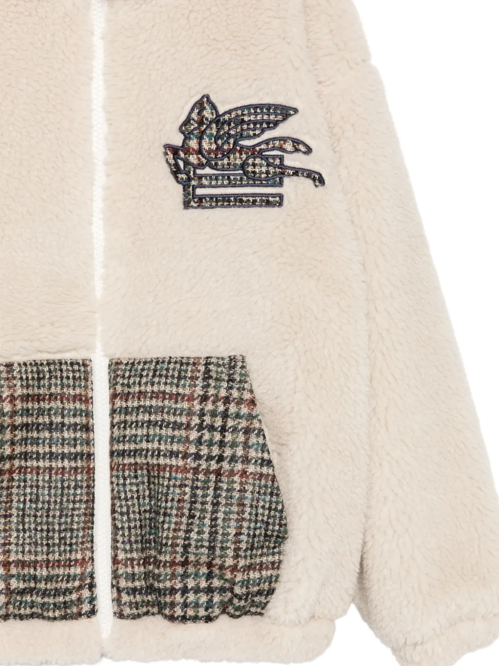 ETRO KIDS check-pattern Pegasus-patch jacket Beige