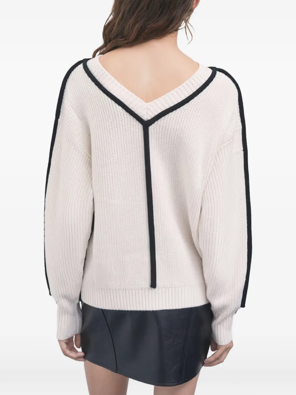 Patrizia Pepe Sweater met contrasterende afwerking en ritsdetail Beige