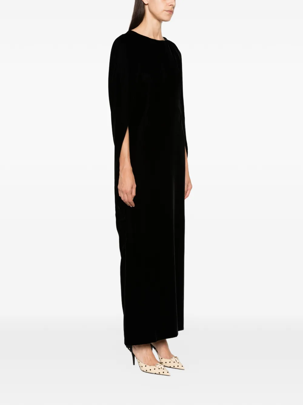 Alberta Ferretti Fluwelen maxi-jurk in cape-stijl Zwart