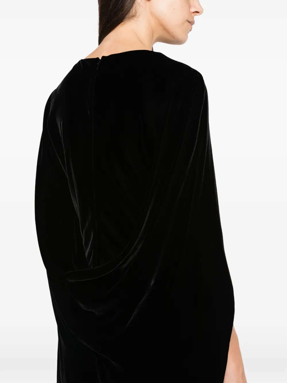 Alberta Ferretti Fluwelen maxi-jurk in cape-stijl Zwart