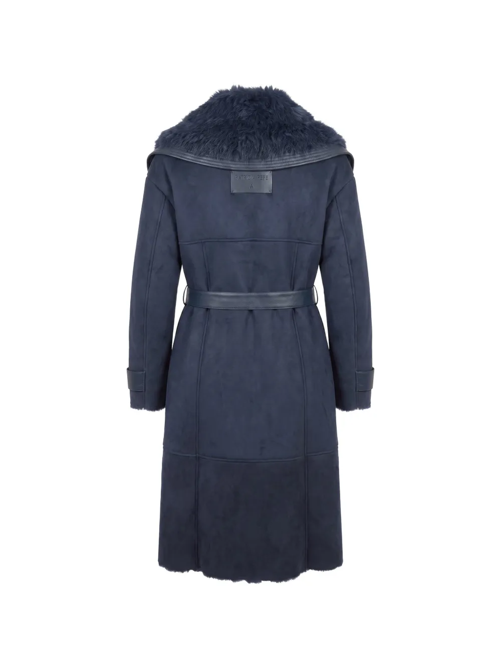 Patrizia Pepe belted shearling coat Blauw