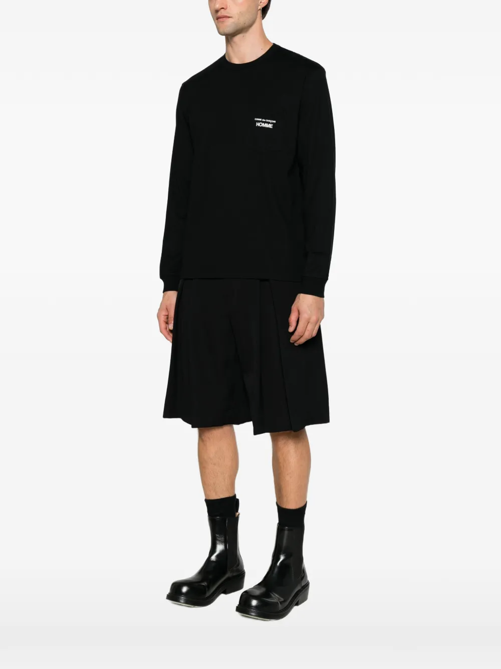 Comme des Garçons Homme T-shirt met borstzak Zwart