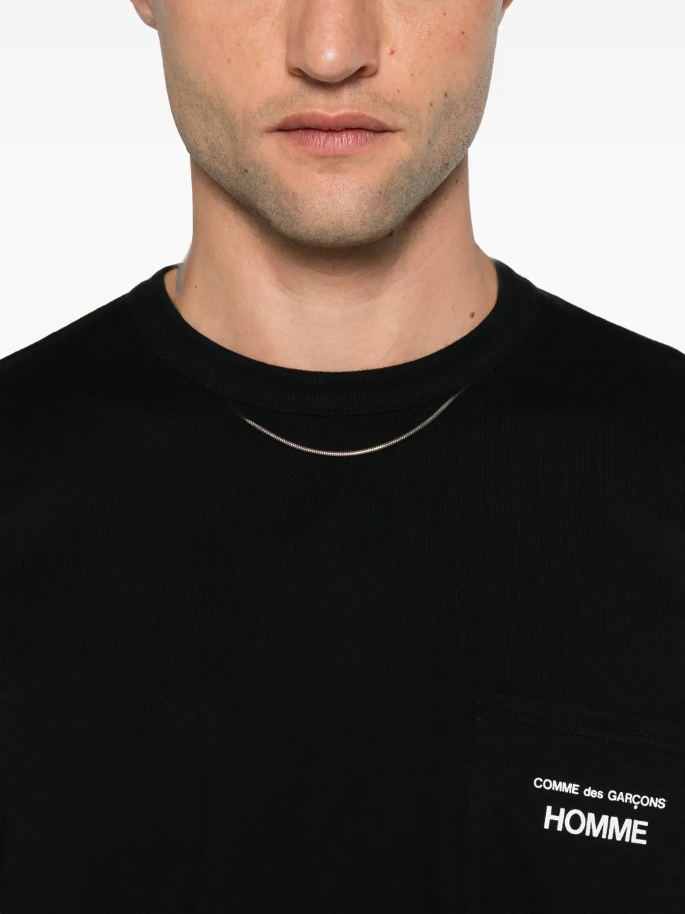Comme des Garçons Homme T-shirt met borstzak Zwart