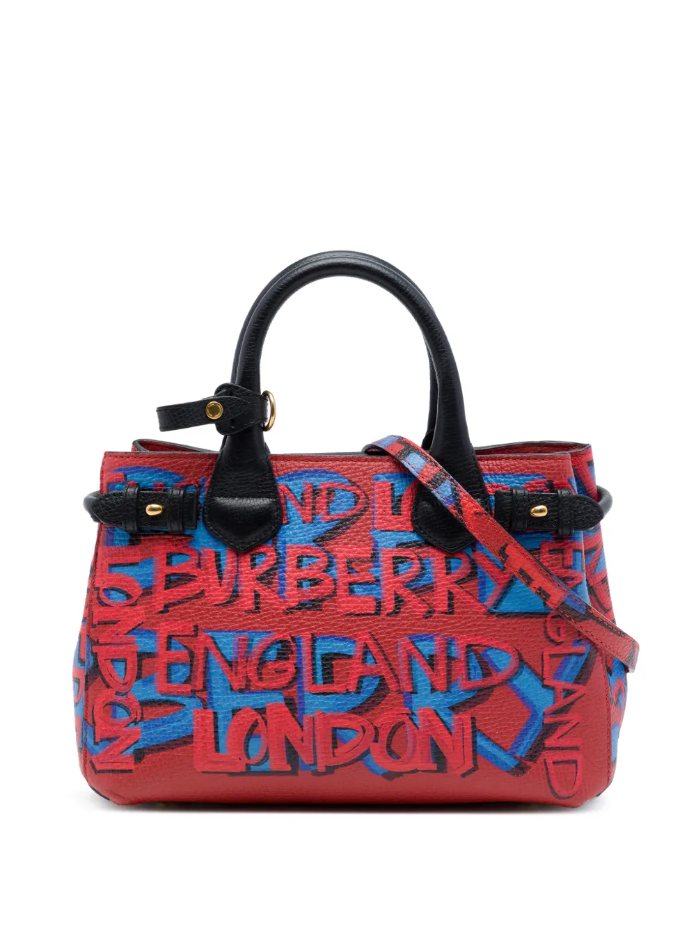 Burberry Pre-Owned 2000-2017 Small Graffiti Print Grainy Calfskin Banner satchel - Rosso