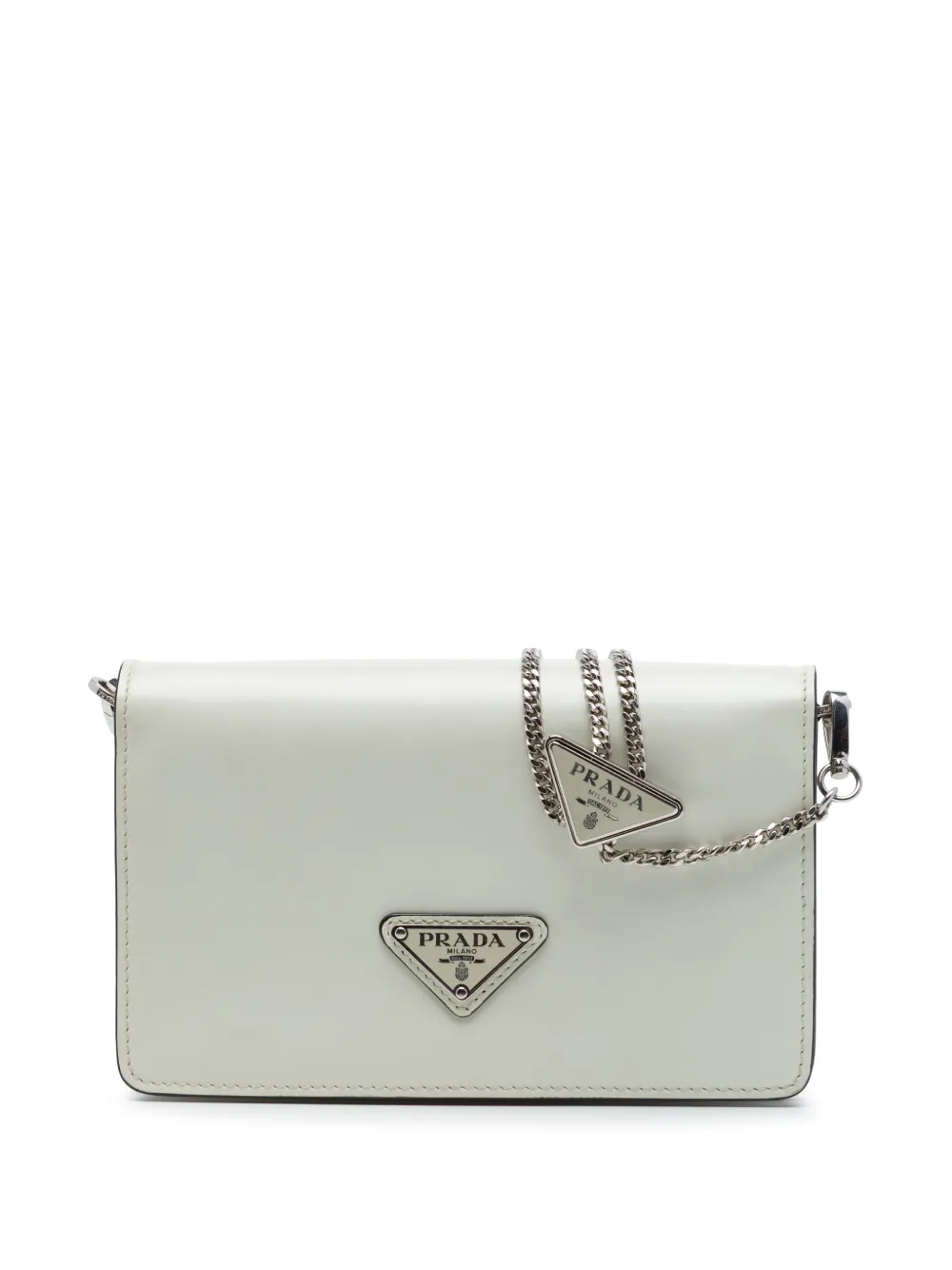Prada Pre-Owned 2013-2026 Mini Brushed Leather Chain crossbody bag - Bianco