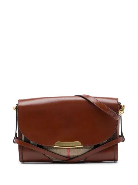 Burberry Pre-Owned 2000-2017 Leather and House Check Canvas Bridle Abbott crossbody bag