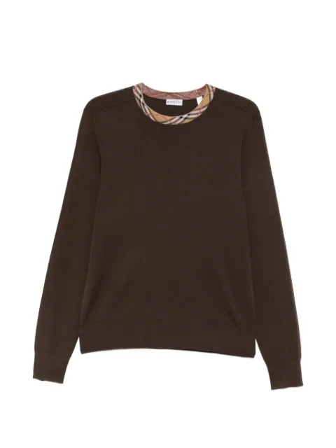 Burberry t-shirt à bords à carreaux manches longues