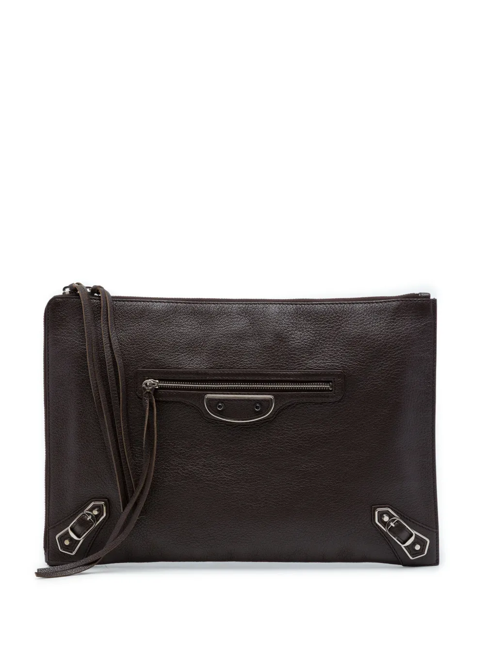 Balenciaga Pre-Owned 2016 Goatskin Motocross Classic Metallic Edge clutch bag - Marrone