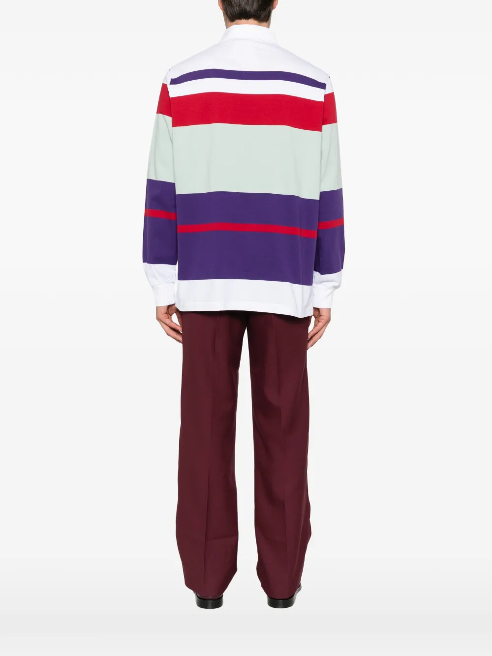 Drôle De Monsieur Gestreept poloshirt met geborduurd logo Paars