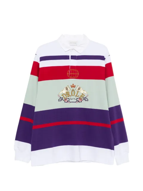 Drôle De Monsieur logo-embroidered striped polo shirt