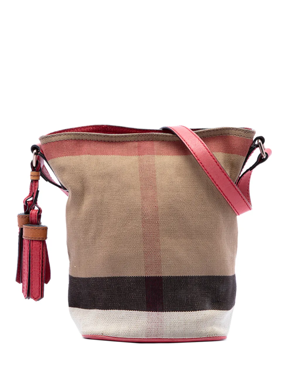Burberry Pre-Owned 2000-2017 Mini Mega Check Canvas Ashby Tassel bucket bag - Marrone