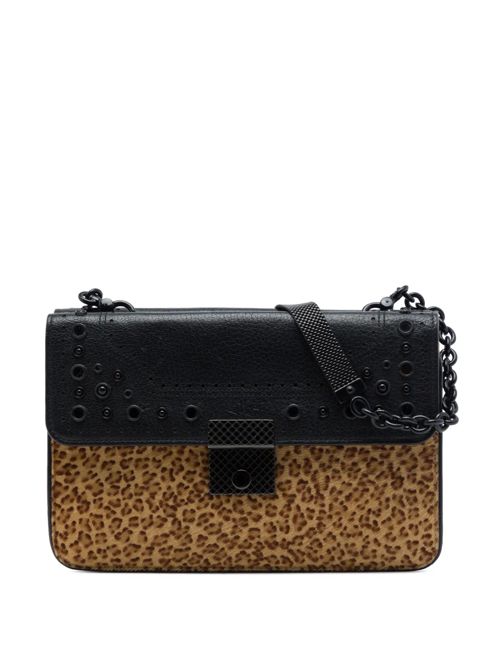 Bottega Veneta Pre-Owned 2012-2026 Leopard Printed Pony Hair Glass shoulder bag - Marrone