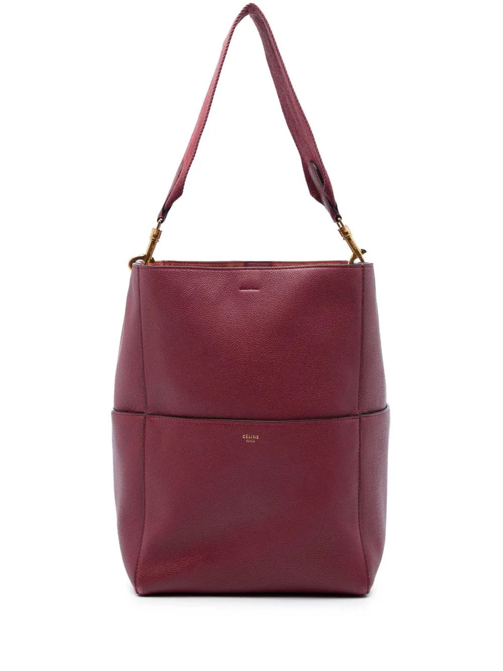 Celine Pre-Owned 2018 Medium Leather Seau Sangle Bucket Bag satchel - Rosso