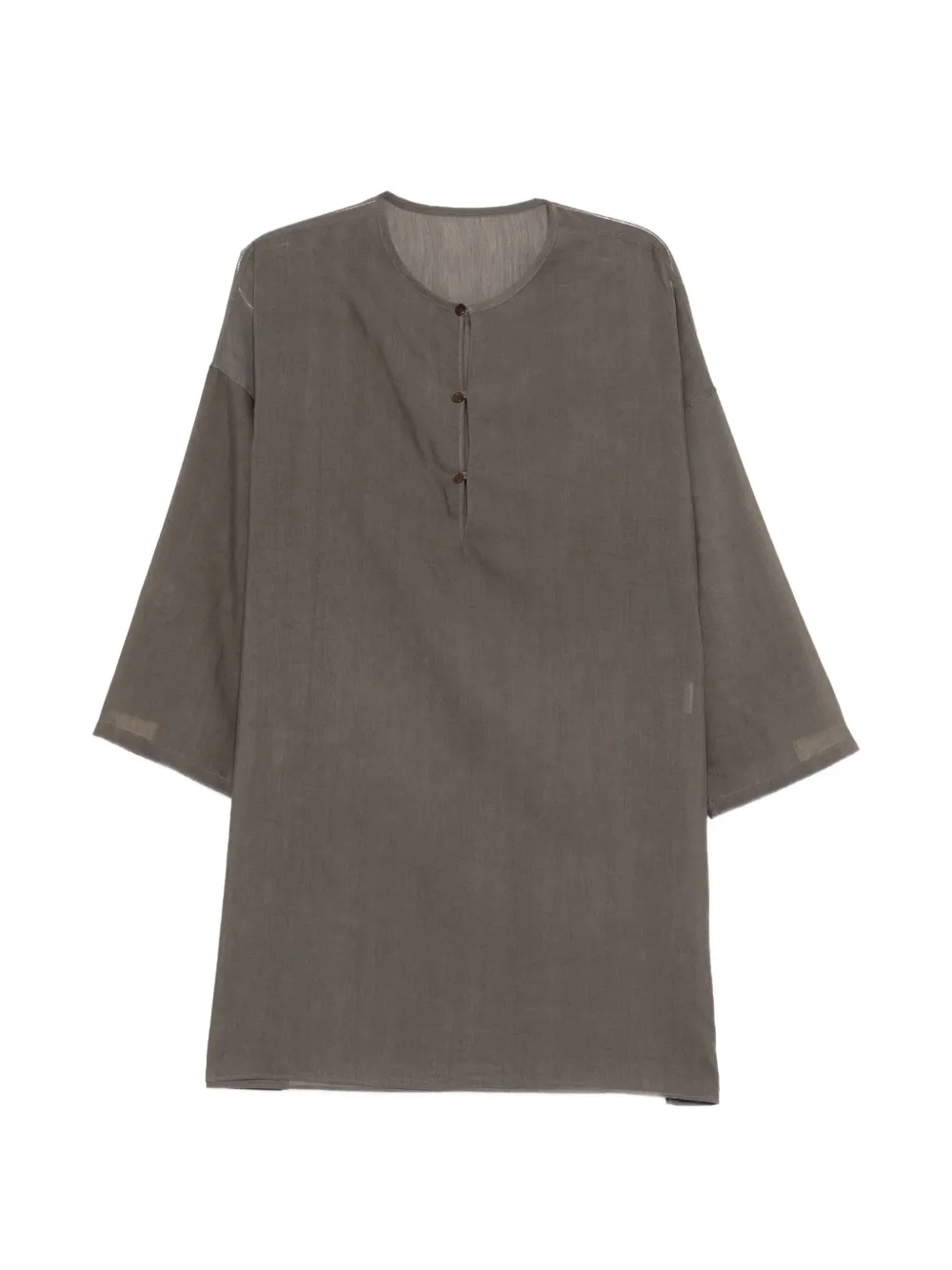Yohji Yamamoto Camicia senza colletto con tasselli - Grigio