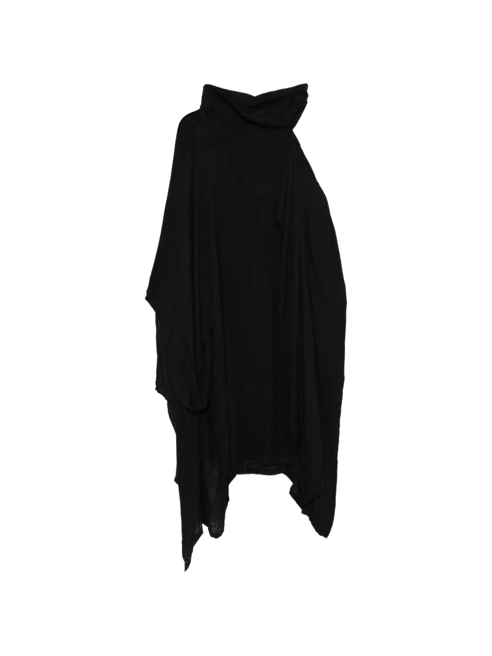 Yohji Yamamoto Abito in garza asimmetrico a doppio strato con spalle scoperte - Nero