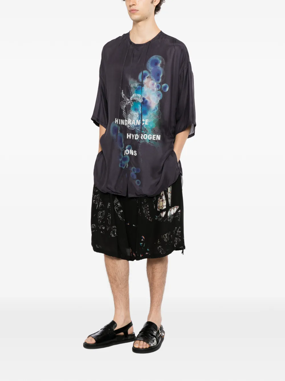 Yohji Yamamoto gusseted short-sleeve shirt Grijs