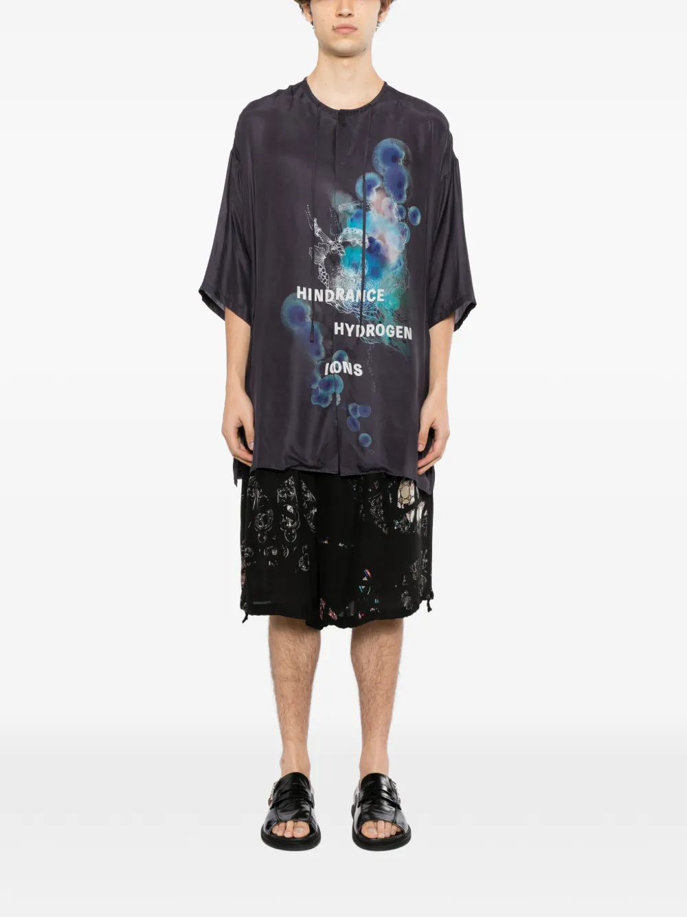 Yohji Yamamoto gusseted short-sleeve shirt Grijs
