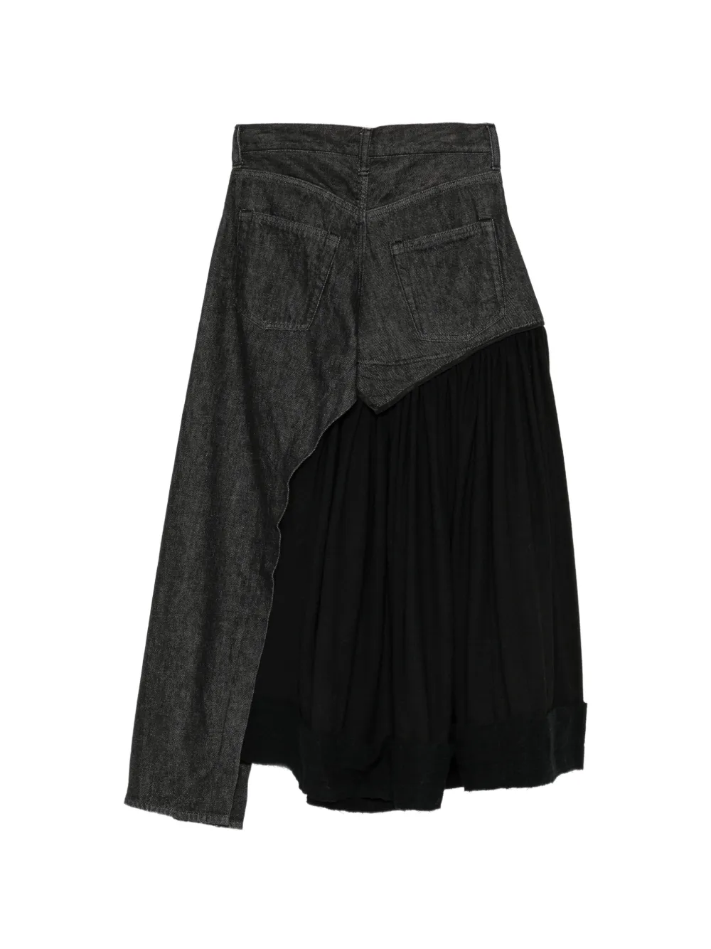 Yohji Yamamoto Rok met vlakken en onafgewerkte rand Zwart