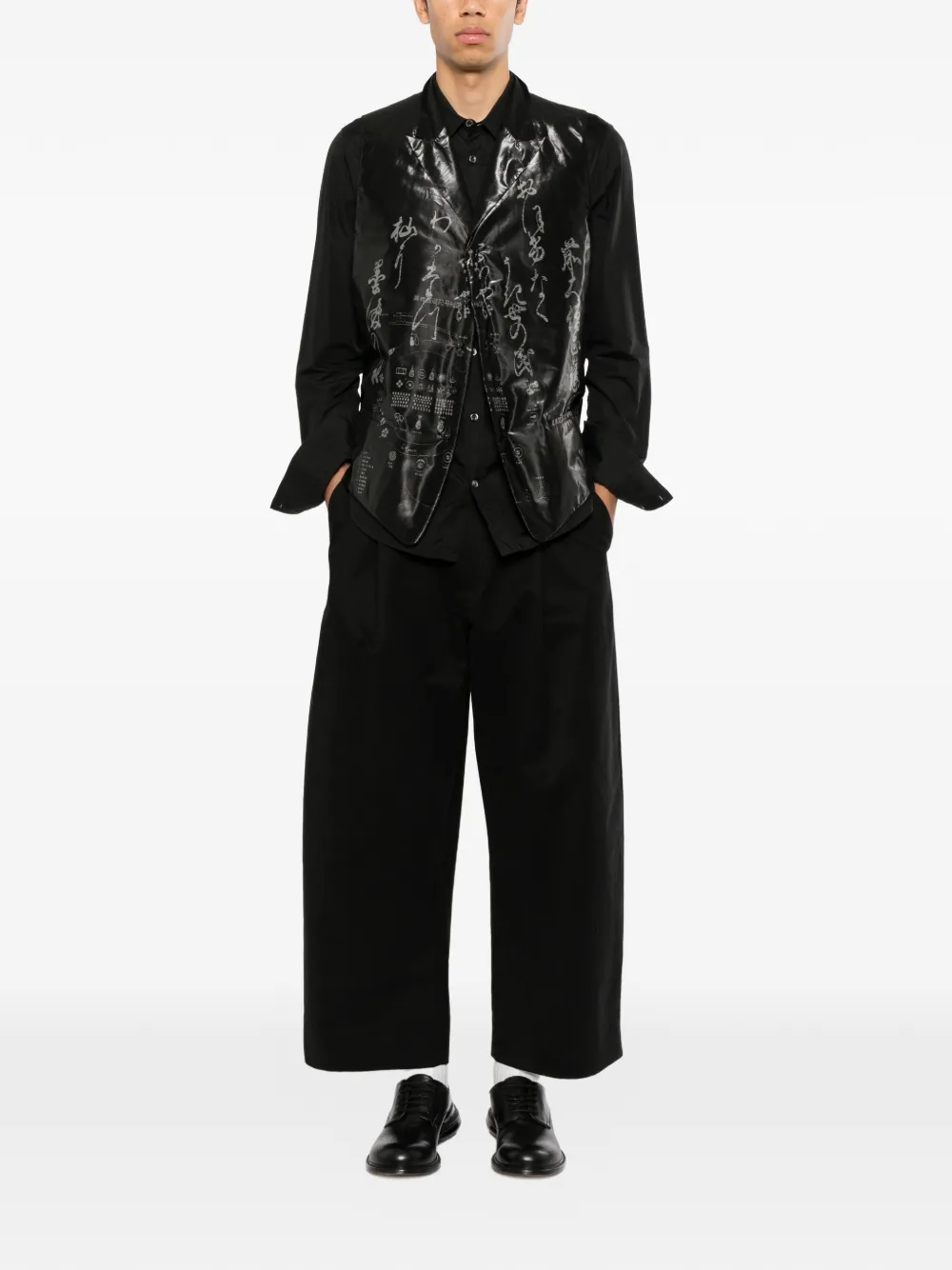 Yohji Yamamoto Jien doorzichtige top met Hiragana-print Zwart