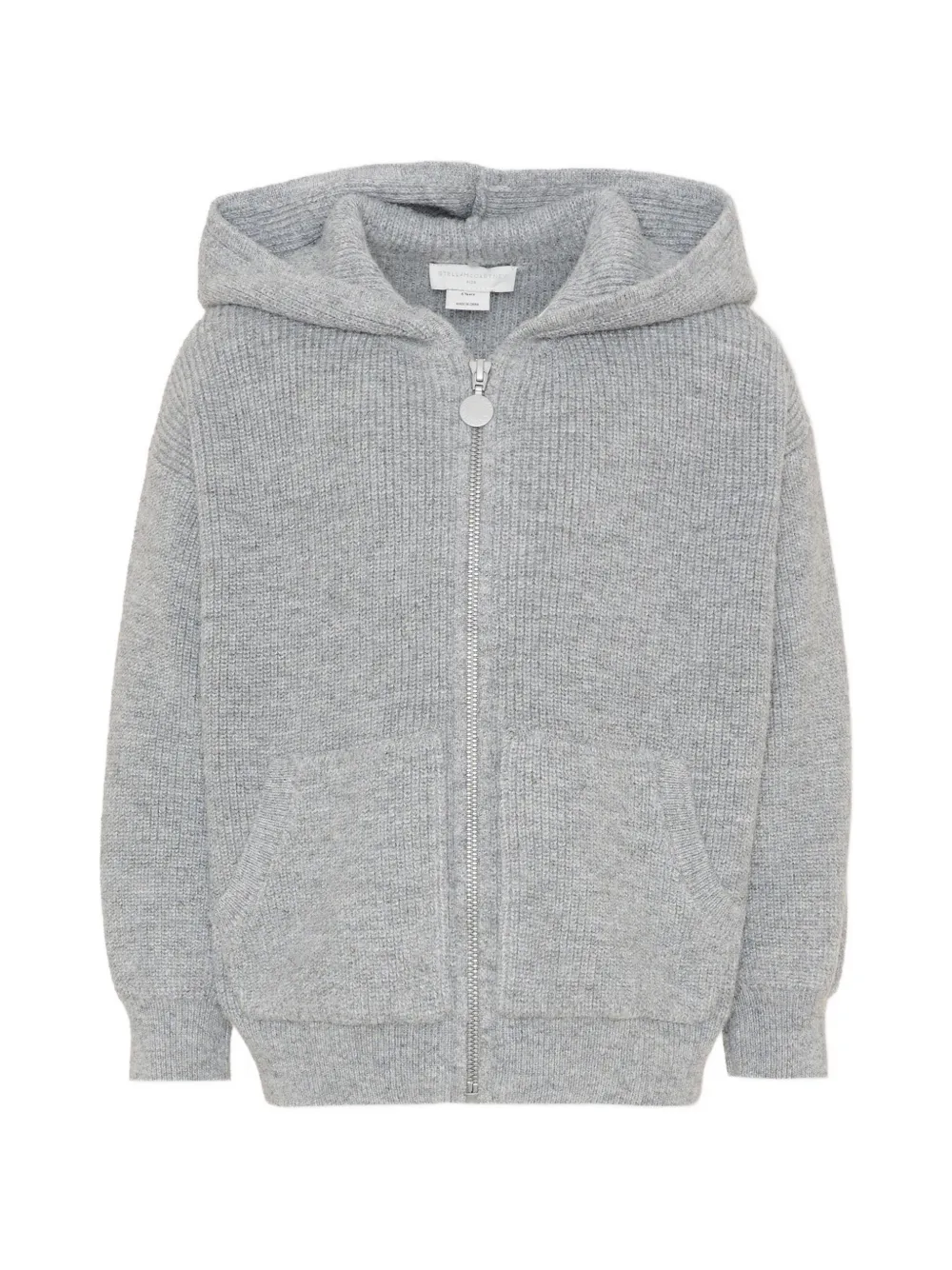 Stella McCartney Kids ribbed-knit zip-up hoodie - Grigio