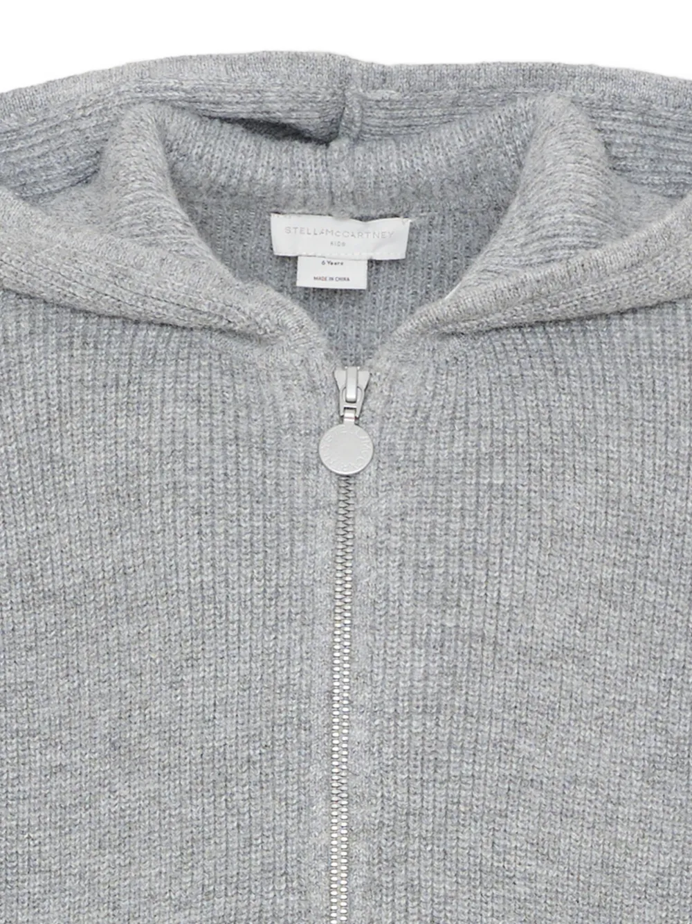 Stella McCartney Kids Ribgebreide hoodie met rits Grijs