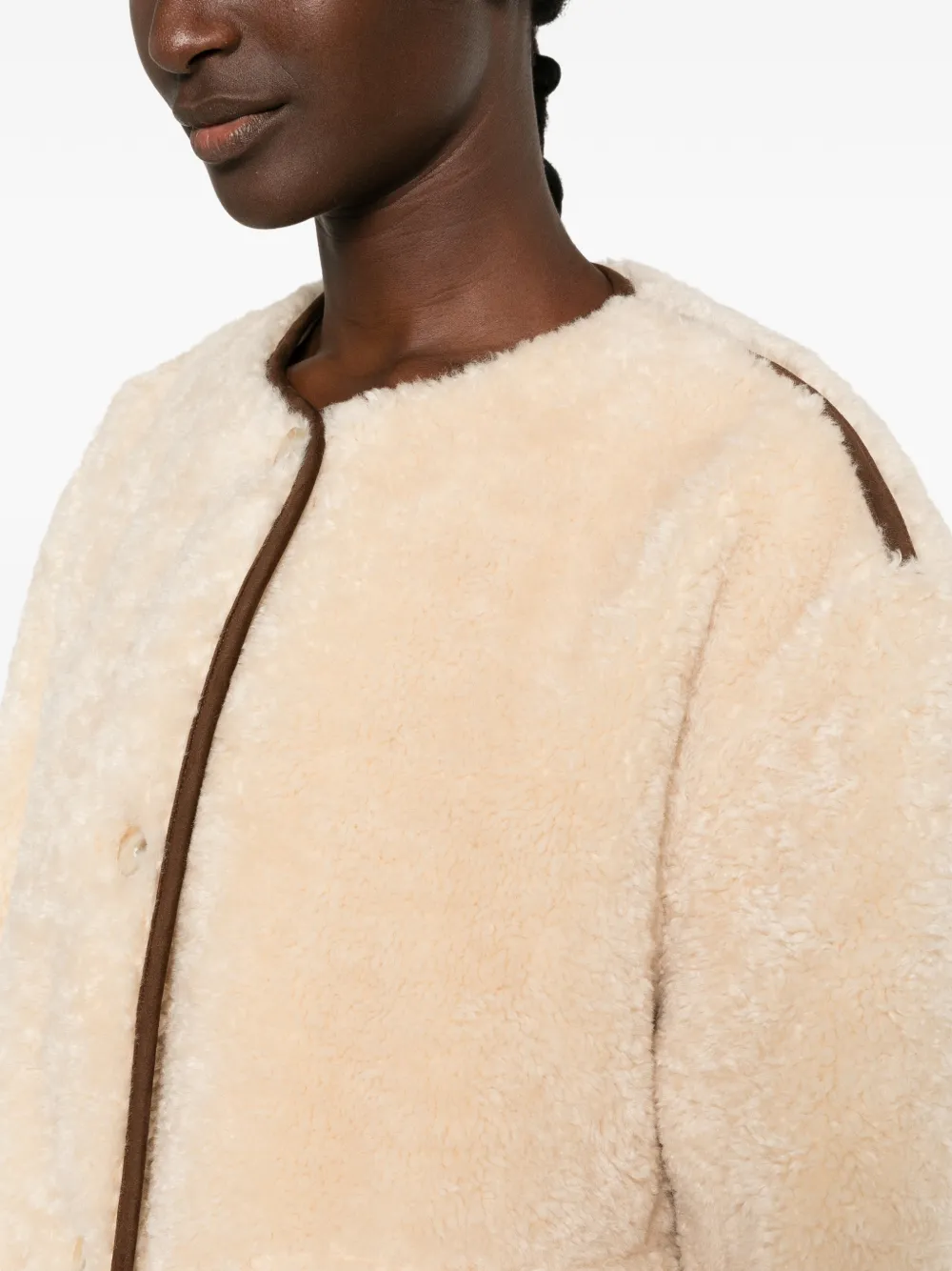 BOSS Fleece jas met contrasterende afwerking Beige