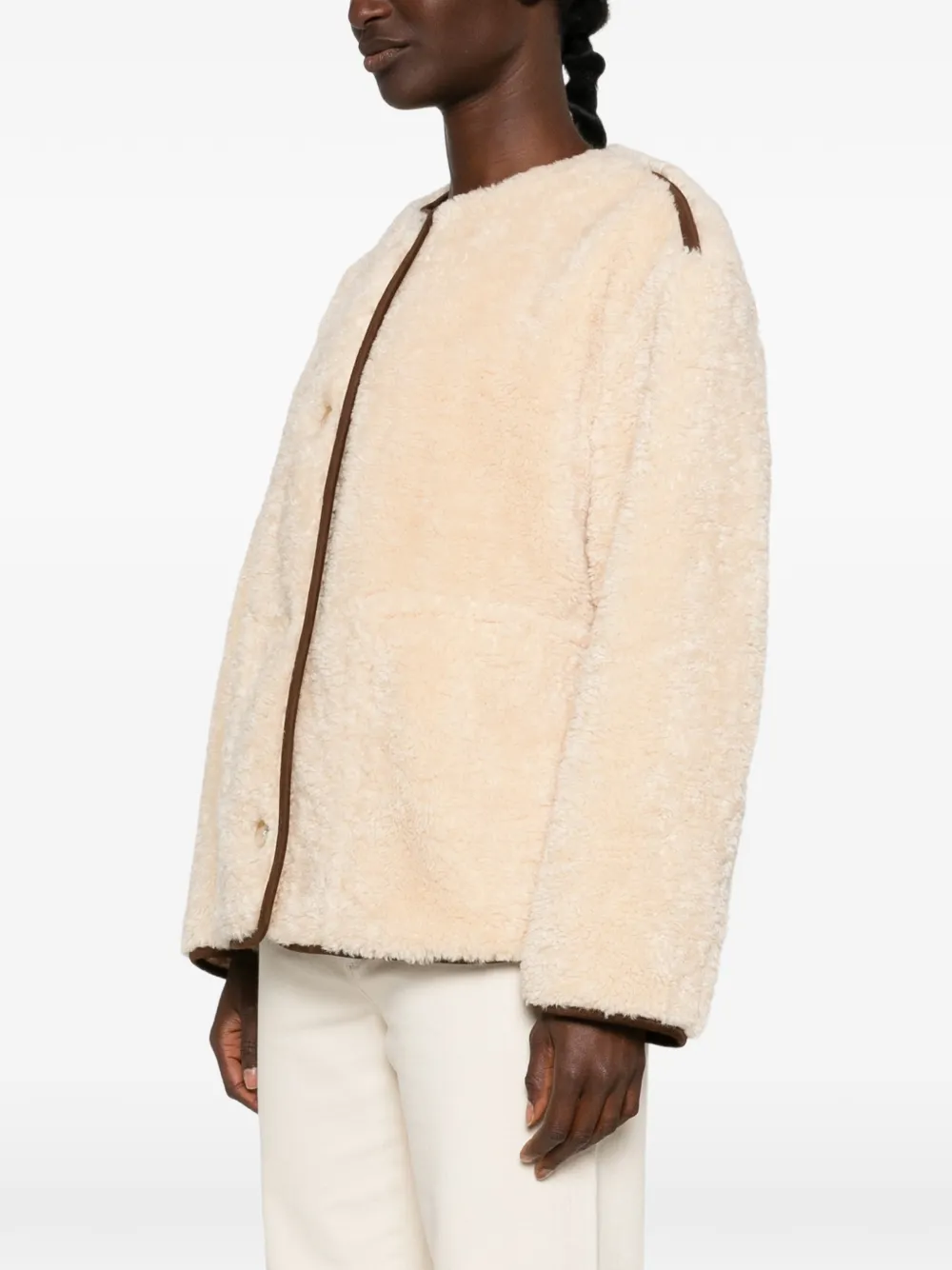 BOSS Fleece jas met contrasterende afwerking Beige