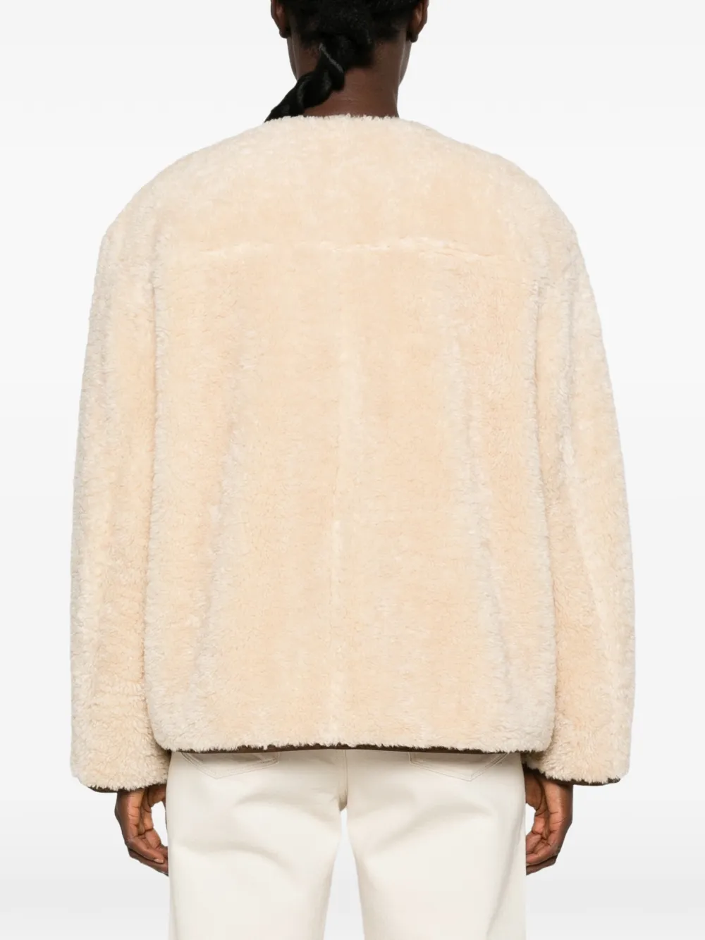 BOSS Fleece jas met contrasterende afwerking Beige