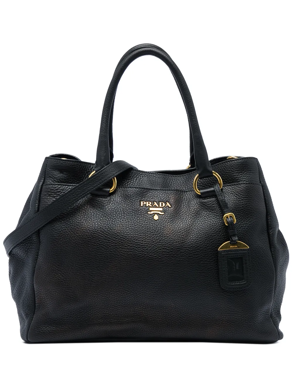 Prada Pre-Owned 2010-2026 Vitello Daino Open Convertible Tote satchel - Nero