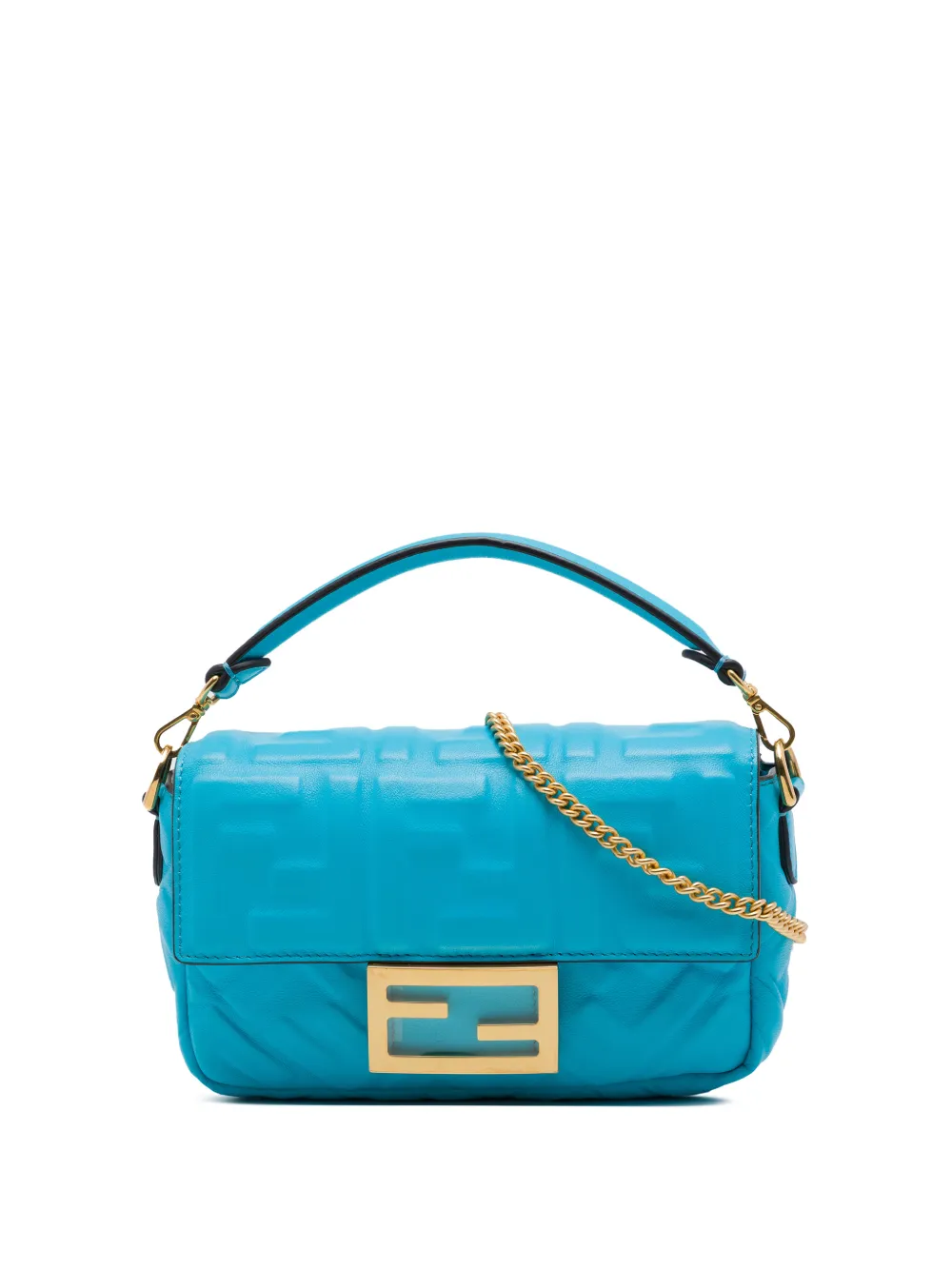 Fendi Pre-Owned 2010-2026 Mini Zucca Embossed Leather Baguette satchel - Blu