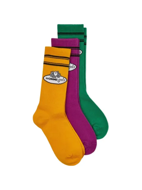 HommeGirls x Fruit Of The Loom logo-patch socks pack (pack of three)