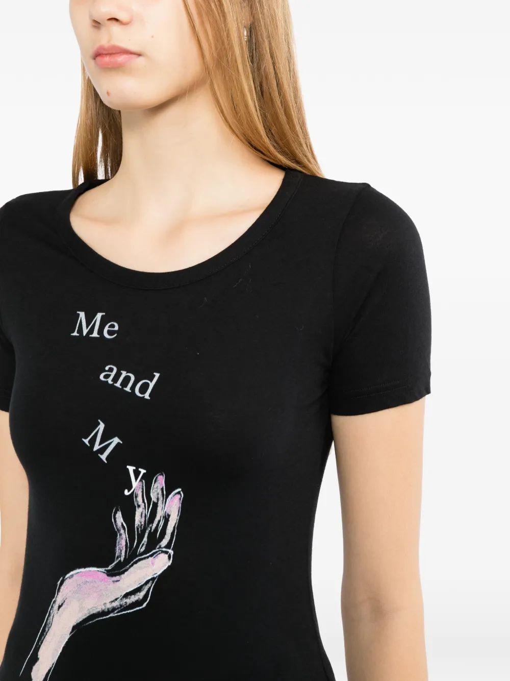 Yohji Yamamoto T-shirt met grafische print Zwart