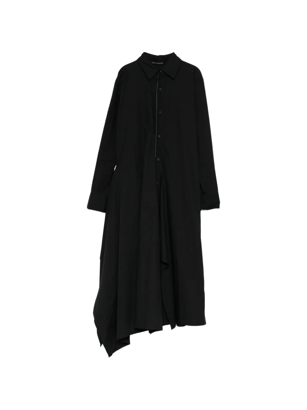 Yohji Yamamoto cotton broad draped shirt dress - Black