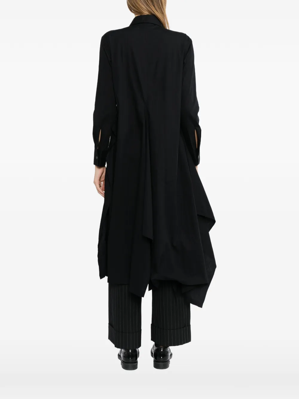 Yohji Yamamoto Gedrapeerde katoenen blousejurk Zwart