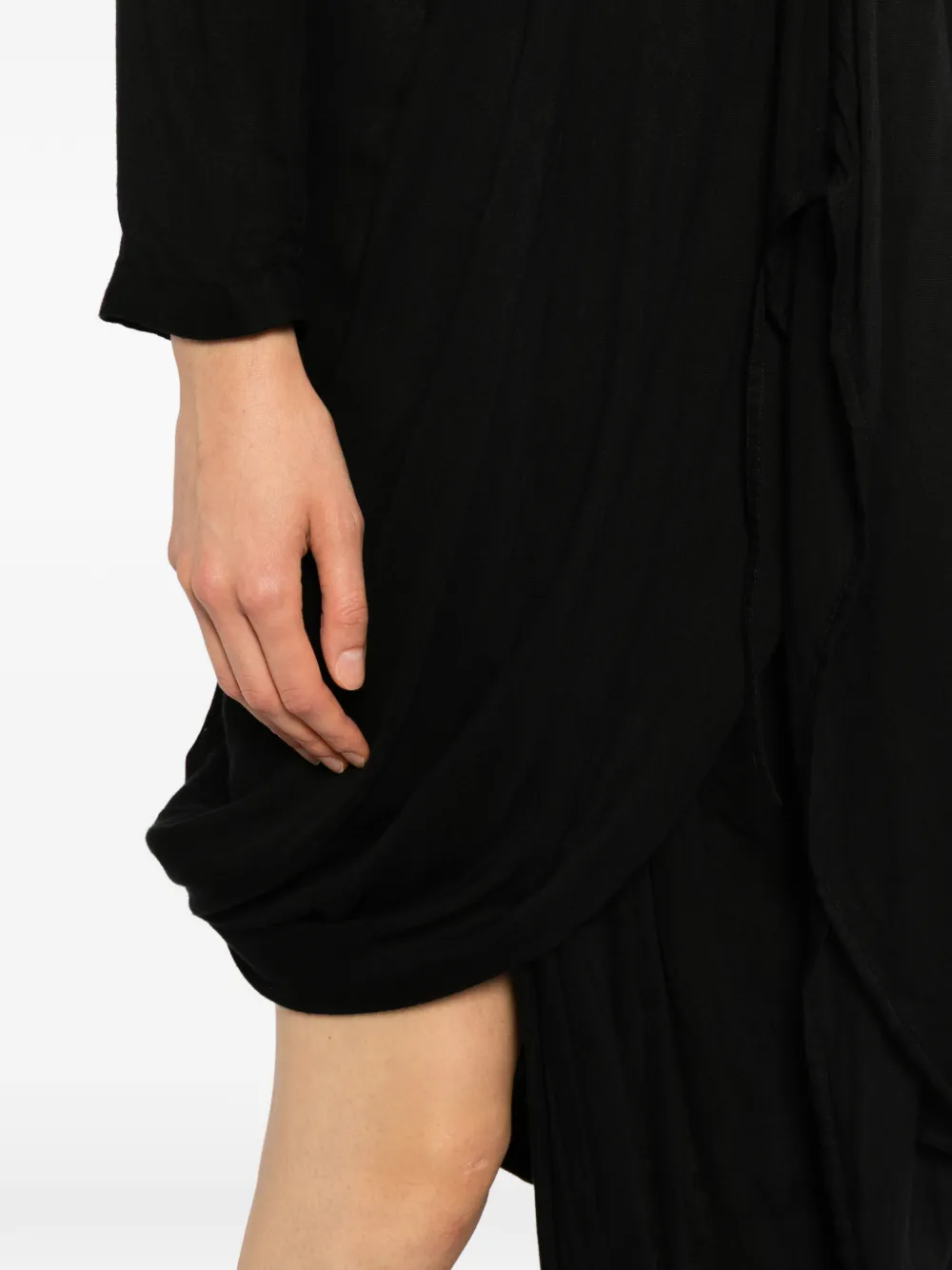 Yohji Yamamoto double-layer gauze draped dress Zwart
