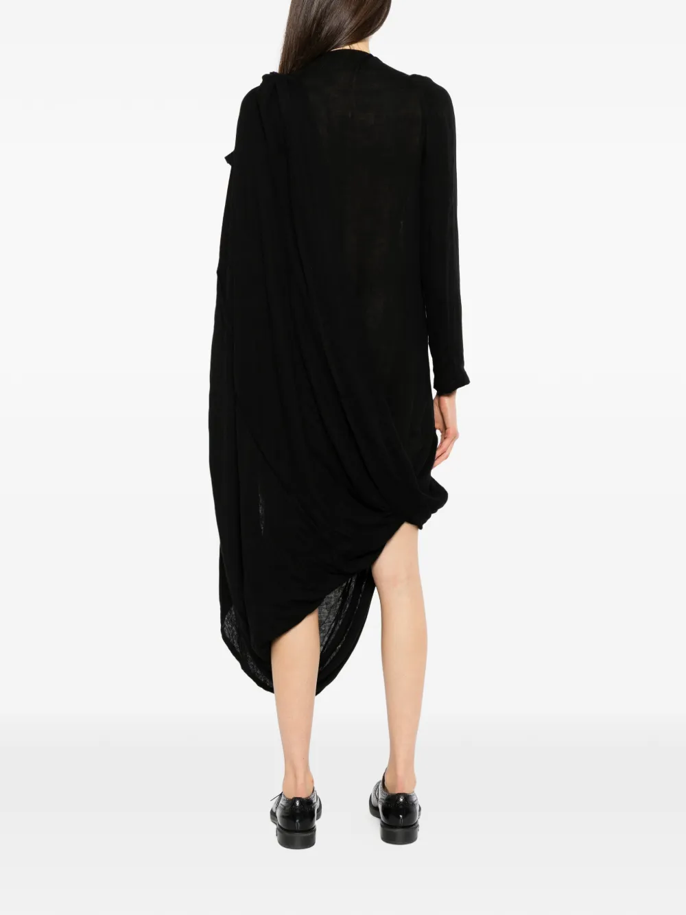 Yohji Yamamoto double-layer gauze draped dress Zwart