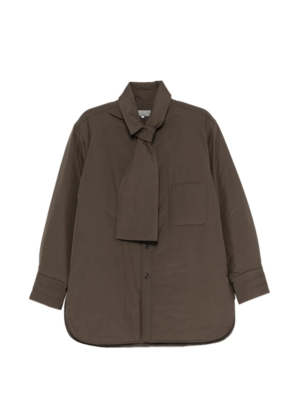 Yohji Yamamoto chemise matelassée à détail d'étole - Marron Yohji Yamamoto chemise matelassée à détail d'étole - Marron