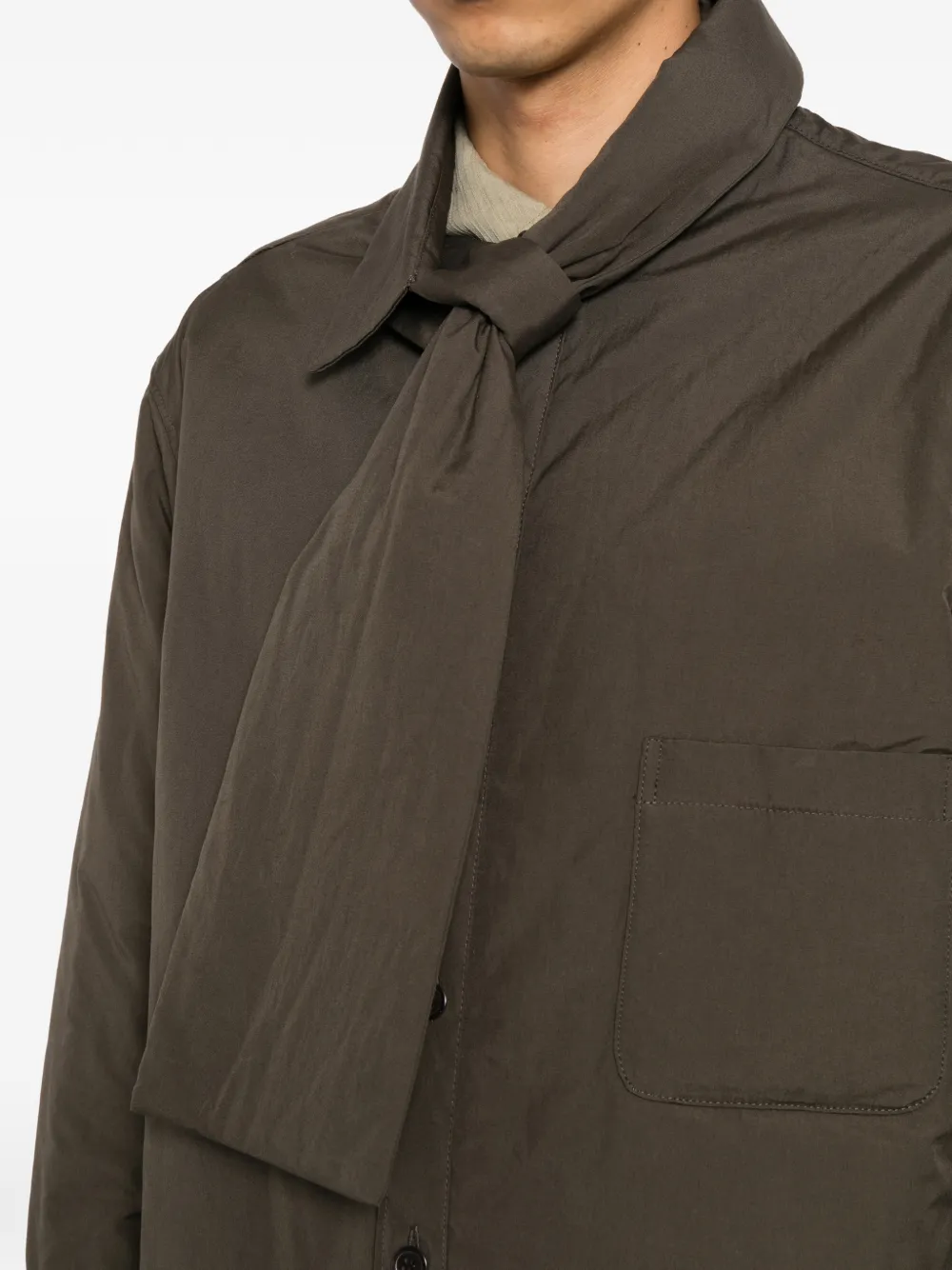 Yohji Yamamoto Gewatteerd overhemd met stola-detail Bruin