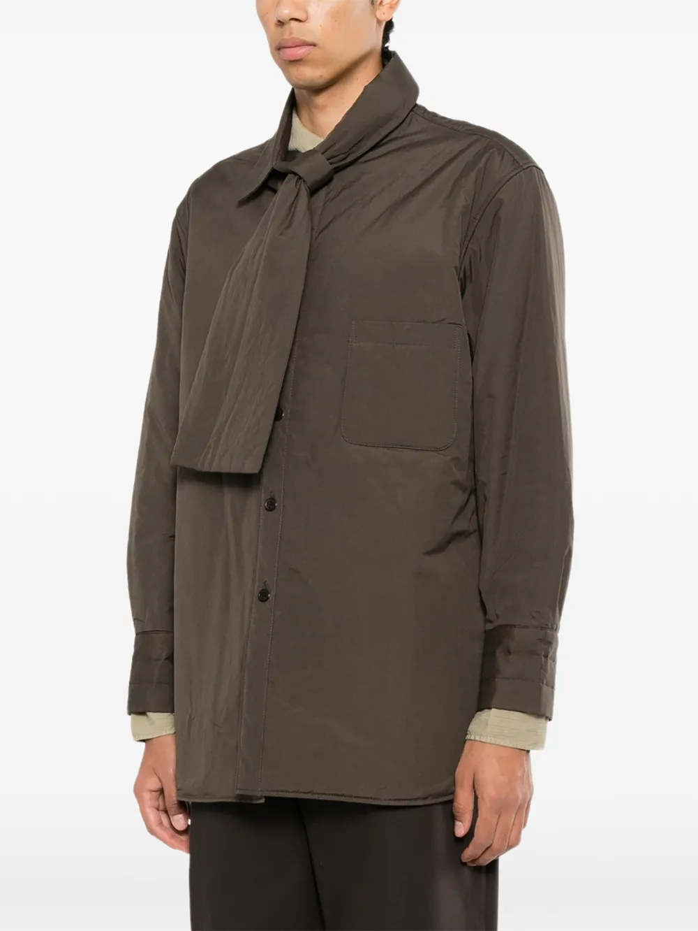 Yohji Yamamoto Gewatteerd overhemd met stola-detail Bruin